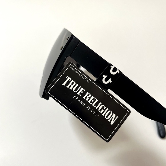 New Original TRUE RELIGION Shield Sunglasses Mirror Matte Acetate Rimless Logo - Picture 5 of 8